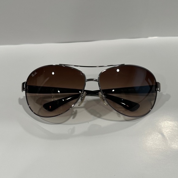 Ray-Ban Silver and Brown Aviator Sunglasses